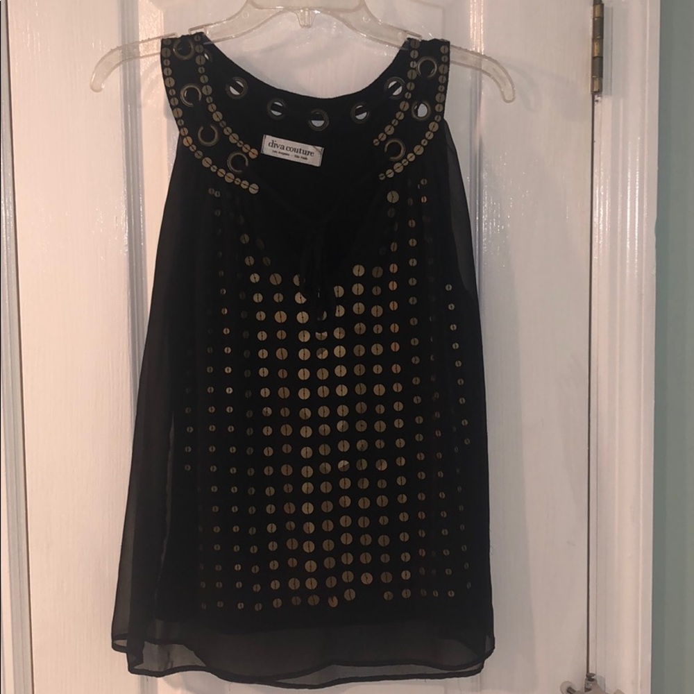 Black top with gold sequins